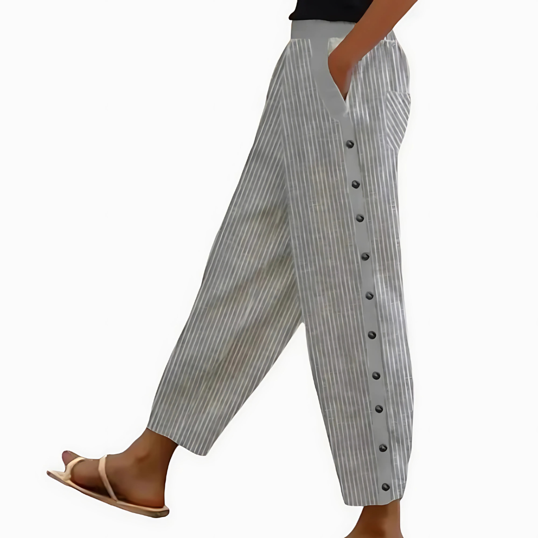 Séraphine™ | Pantalon Rayé en Lin pour Femmes