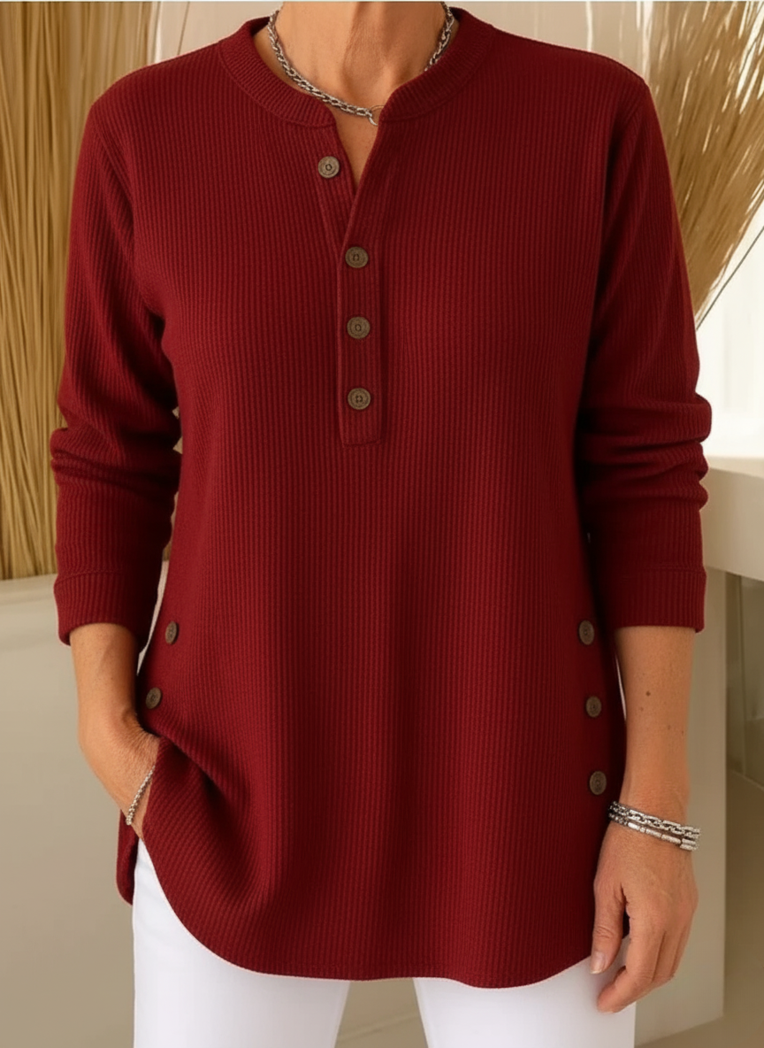 Séraphine™ | Colette | Pull Long Douillet à Boutons Raffinés