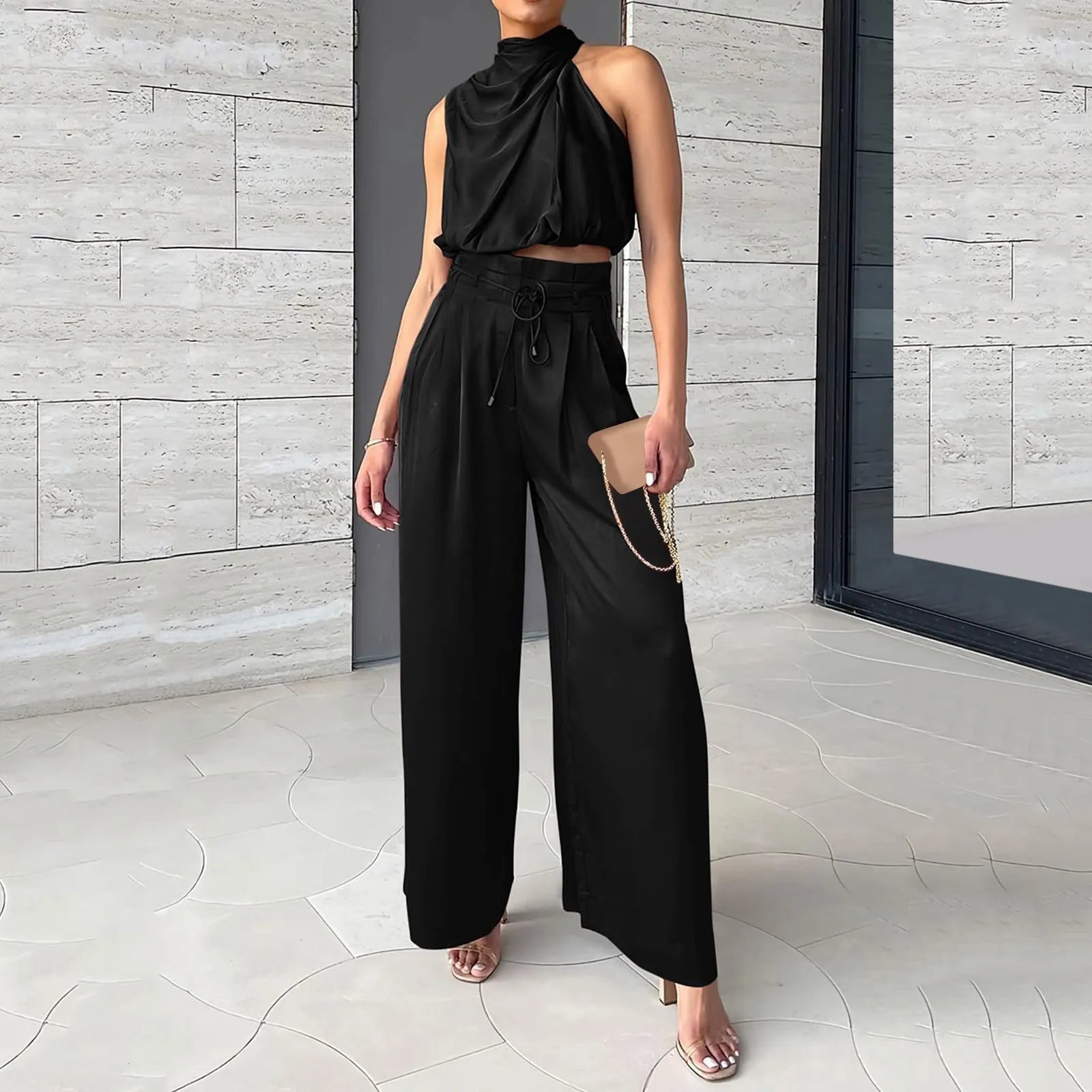 Séraphine™ | Liora - Ensemble d'été 2 pièces avec top court et pantalon large
