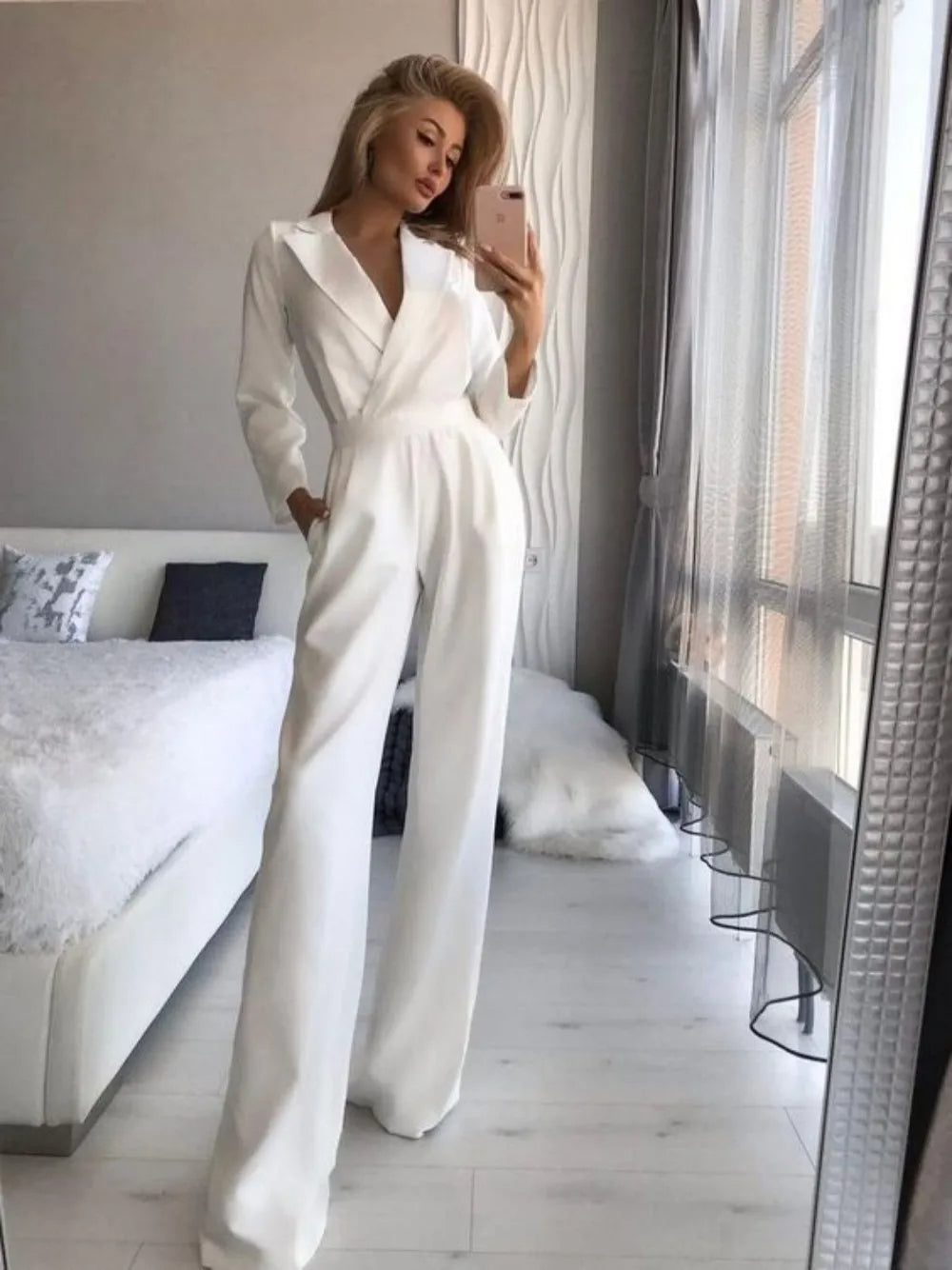 Séraphine™ | Combinaison à Col V avec Pantalons Amples pour Femmes
