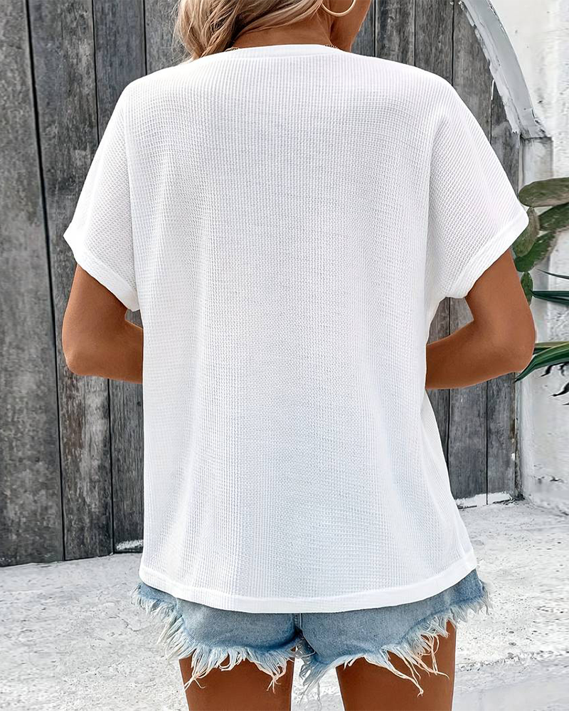 Séraphine™ Chemise d'Été Blanche à Manches Courtes avec Boutons