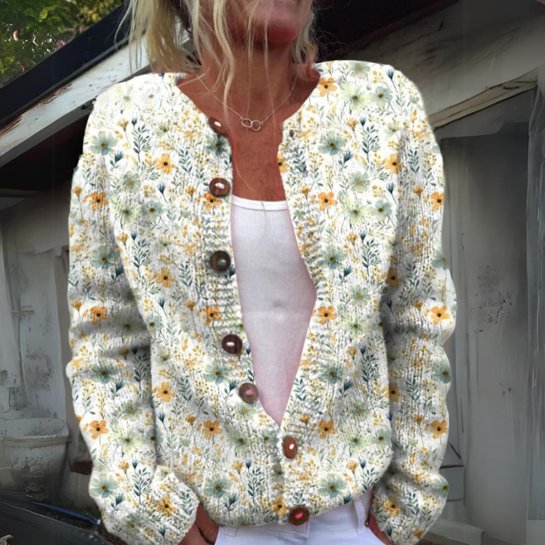 Séraphine™ | Élégant Cardigan Floral