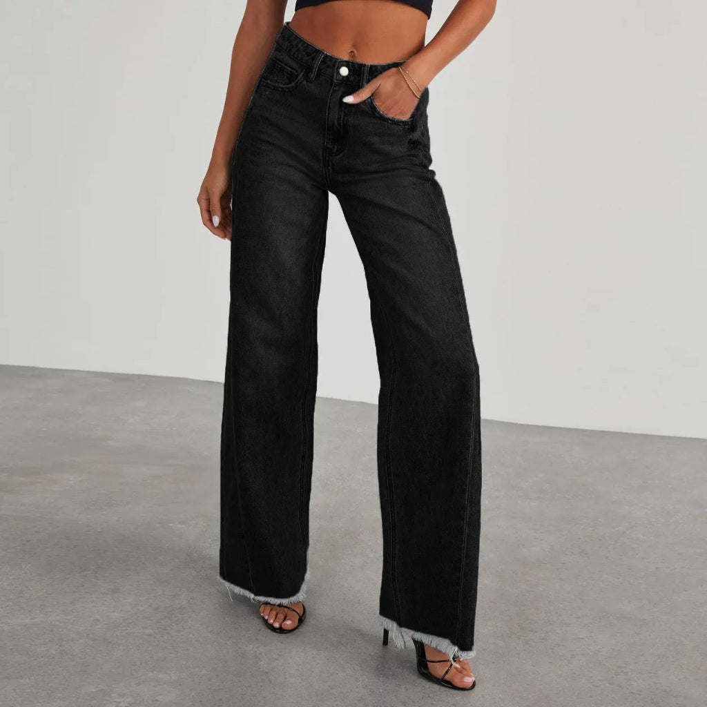Séraphine™ | Jeans à coupe ample avec ourlet effiloché pour femmes