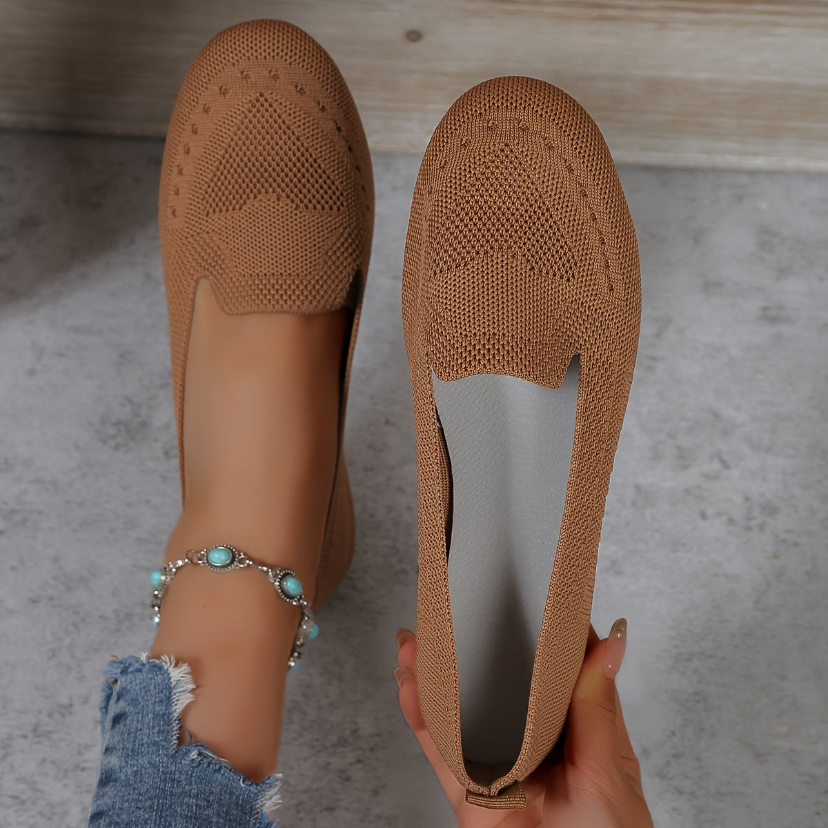 Plus Size Women'S Flat Wide-Toe Shoes | Casual Round Toe Slip-on with Fabric Upper and Soft Sole, Suitable for Spring
