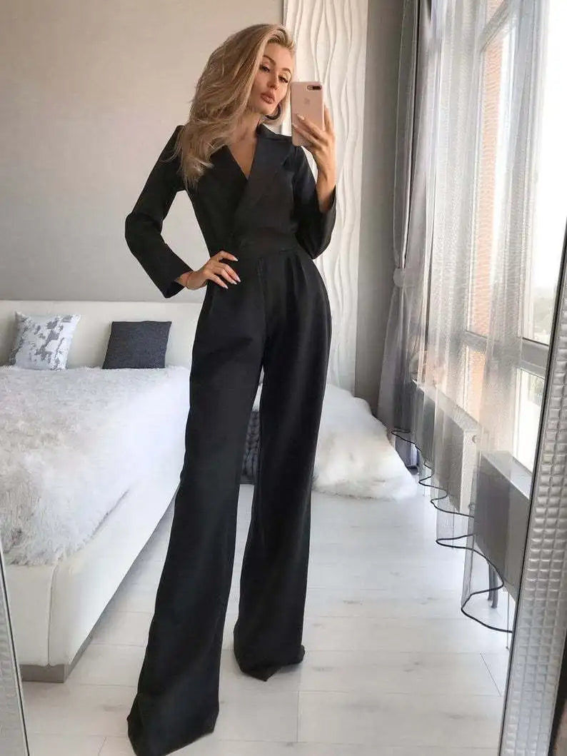 Séraphine™ | Combinaison à Col V avec Pantalons Amples pour Femmes