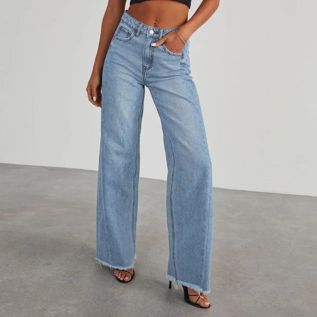 Séraphine™ | Jeans à coupe ample avec ourlet effiloché pour femmes