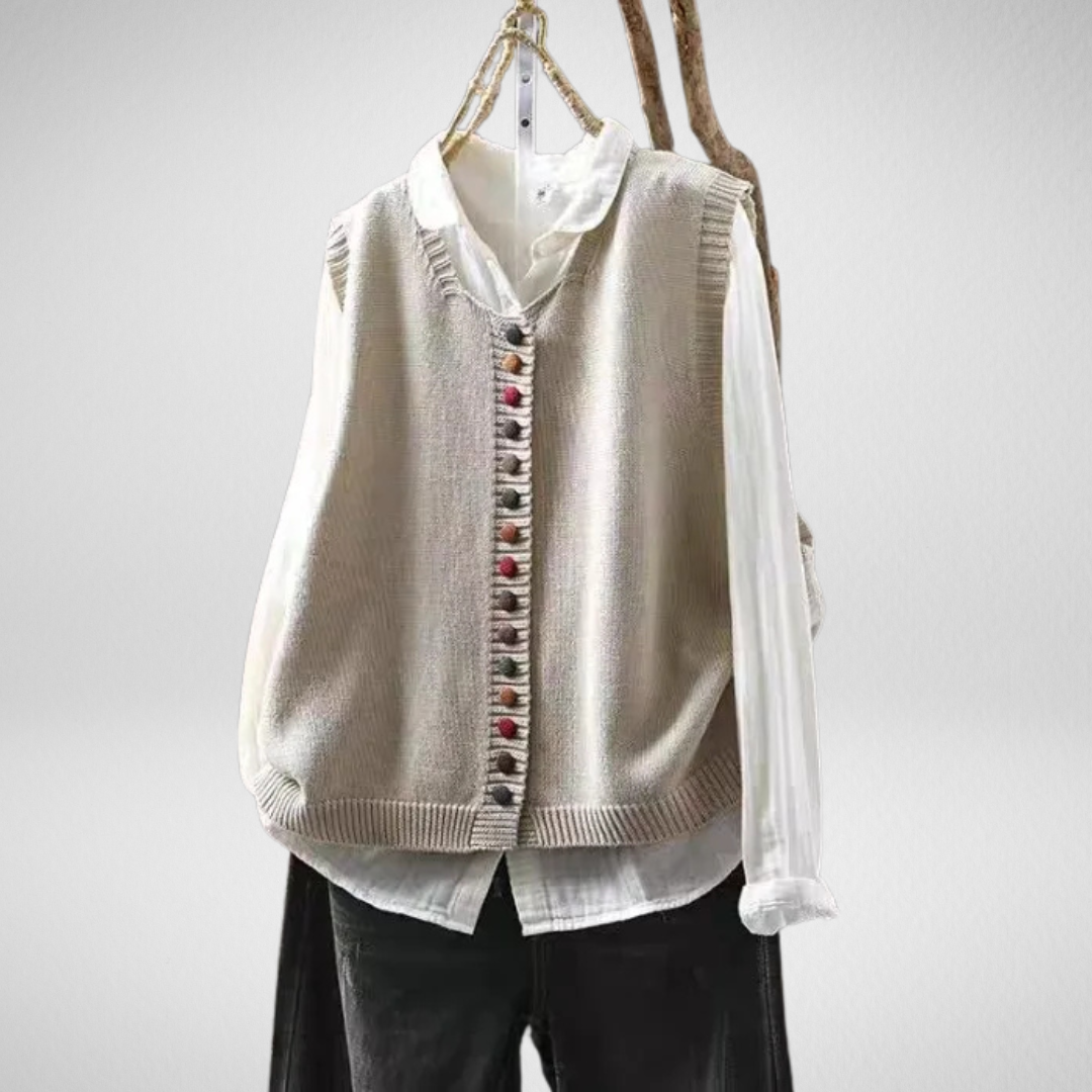 Séraphine™ | Édith | Gilet en Maille à Boutons Multicolores