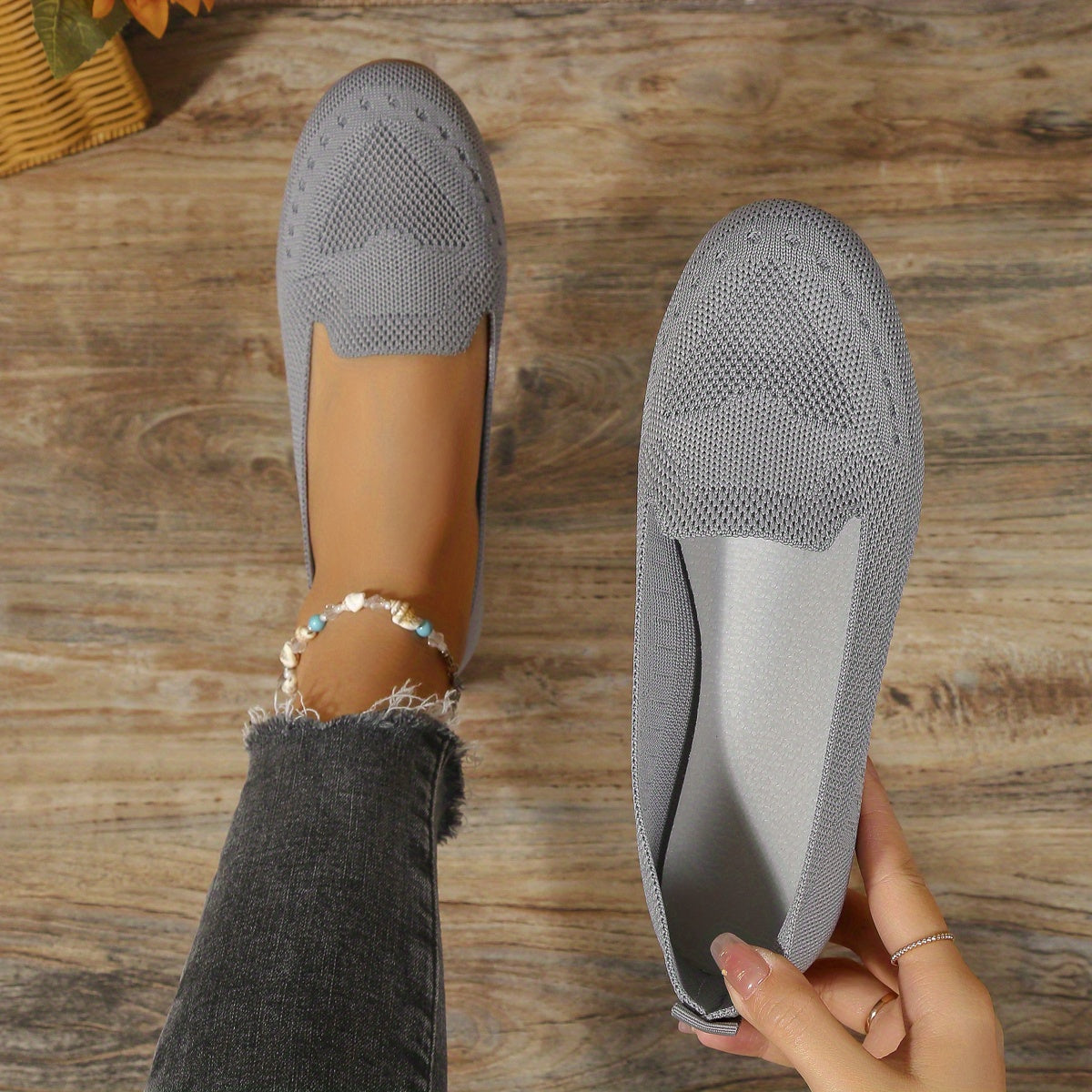 Plus Size Women'S Flat Wide-Toe Shoes | Casual Round Toe Slip-on with Fabric Upper and Soft Sole, Suitable for Spring