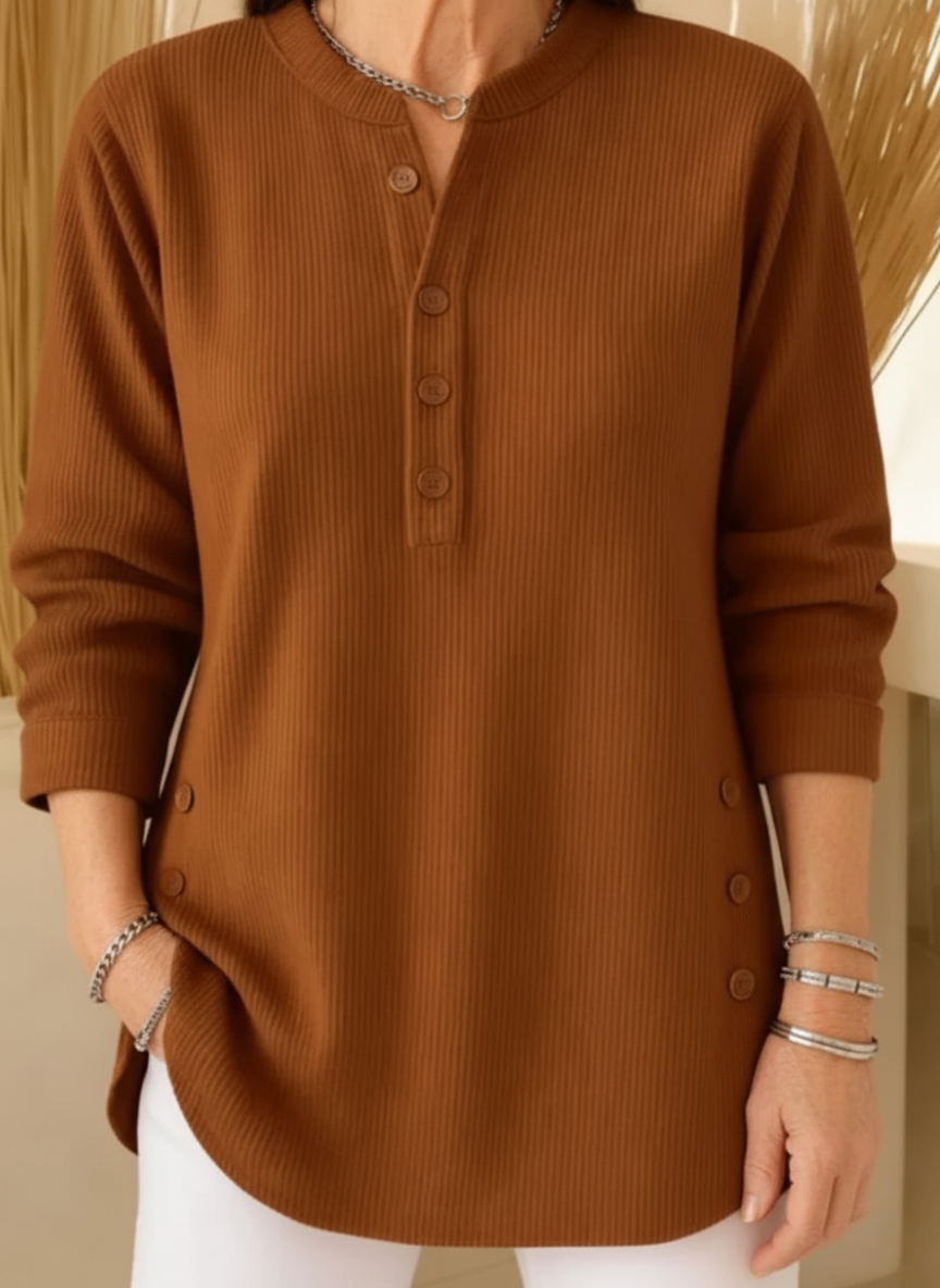 Séraphine™ | Colette | Pull Long Douillet à Boutons Raffinés