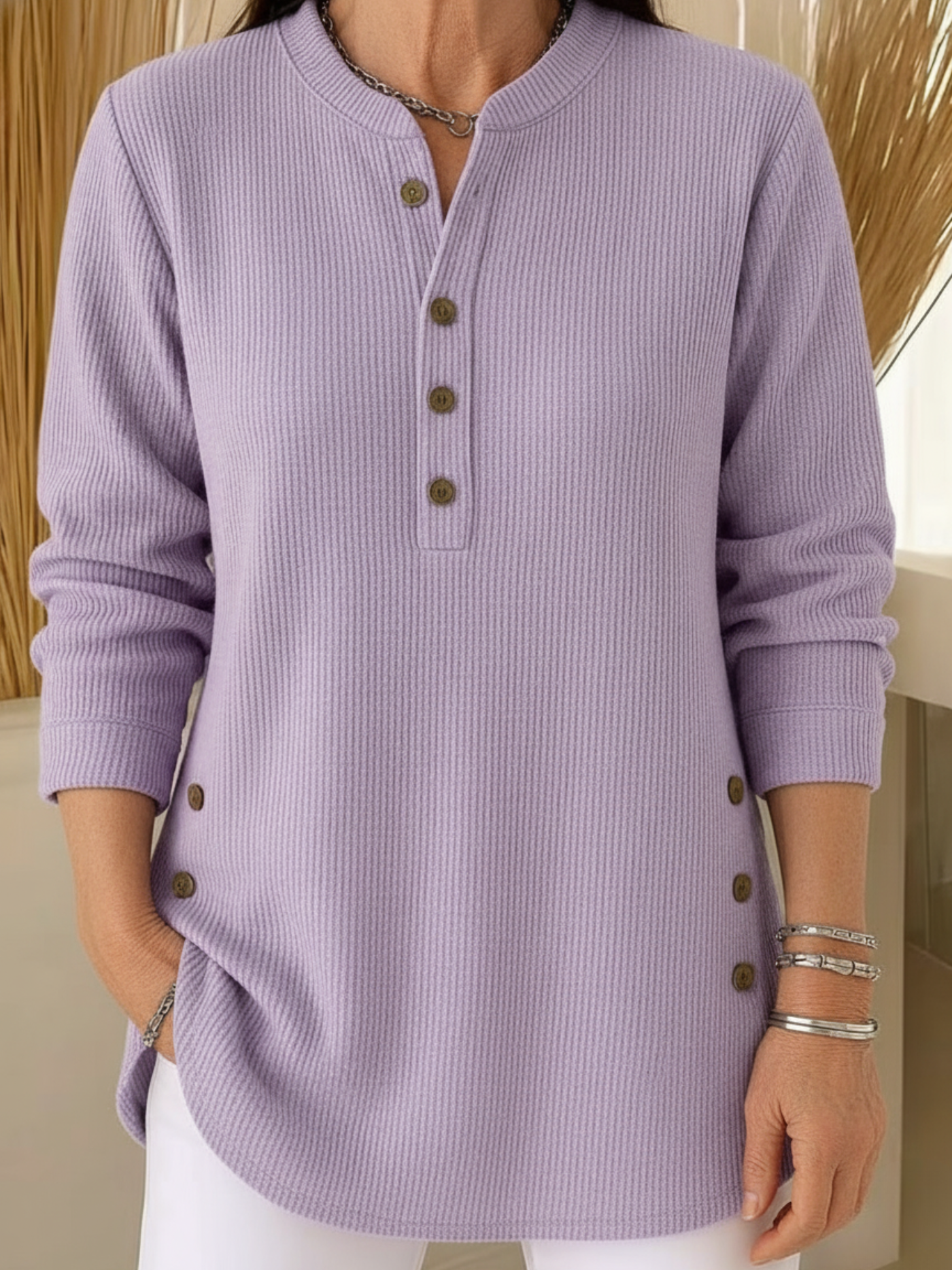 Séraphine™ | Colette | Pull Long Douillet à Boutons Raffinés