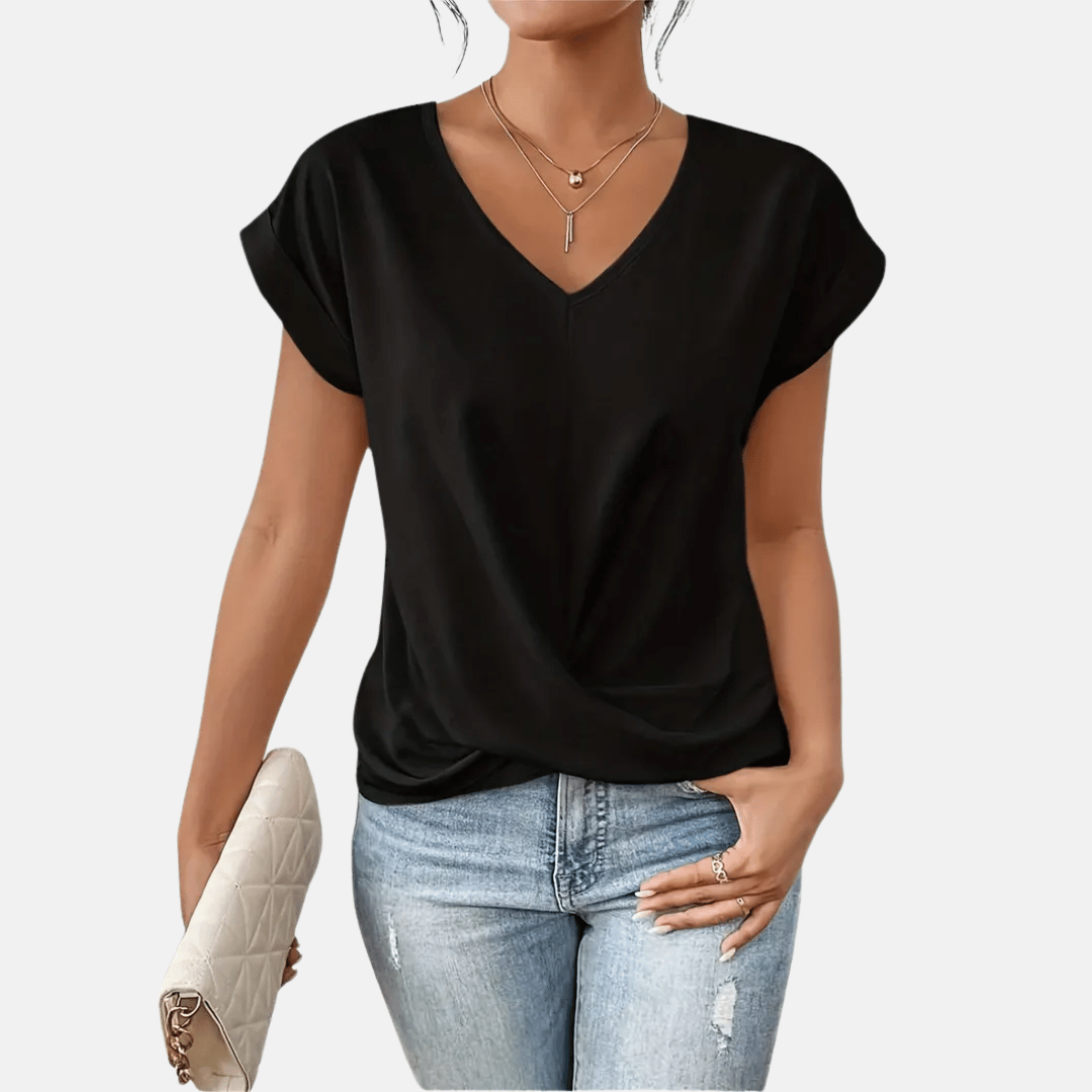 Séraphine™ | Blouse Femme à Col en V avec Ourlet Drapé