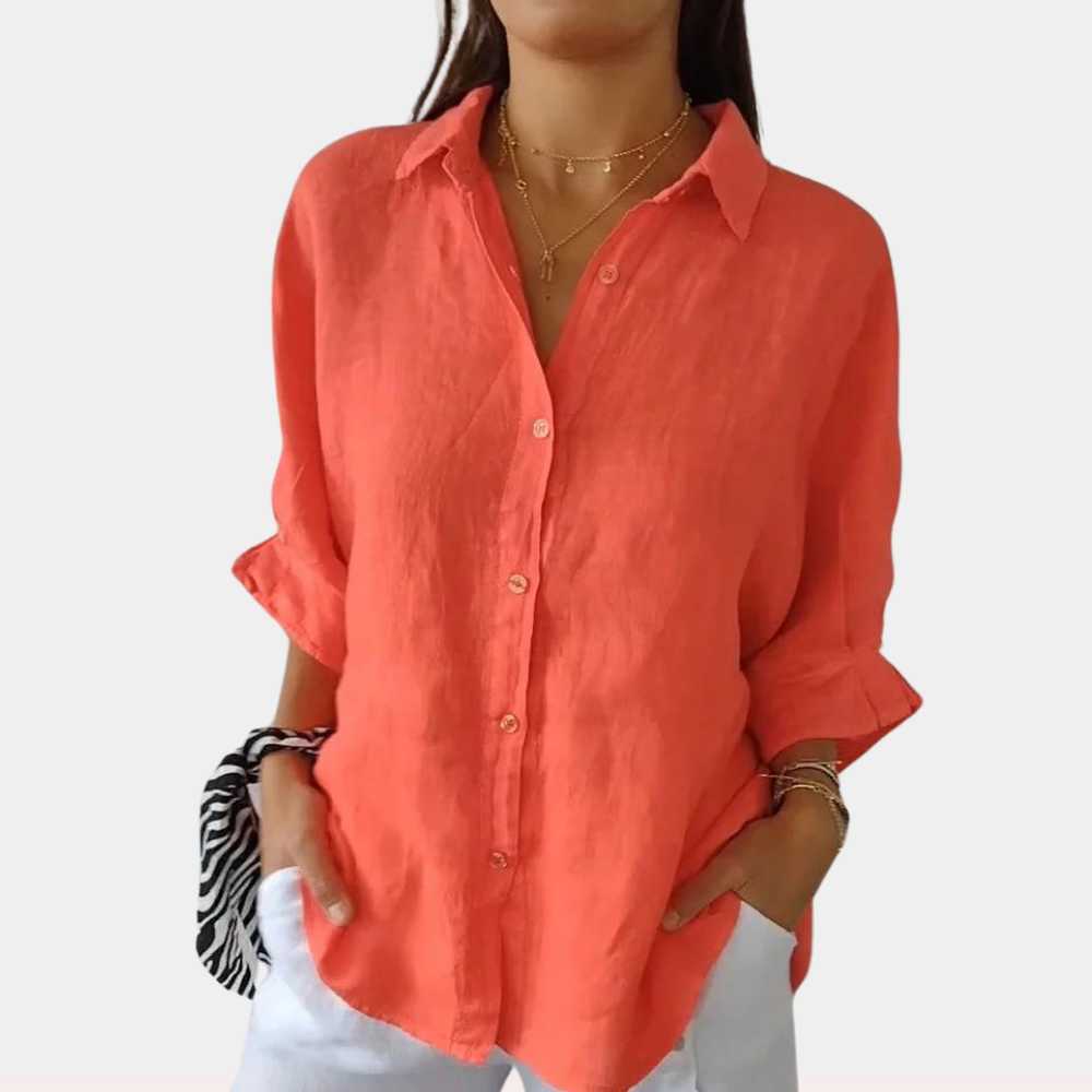 Séraphine™ Linnen Blouse with Collar and Laced Detail