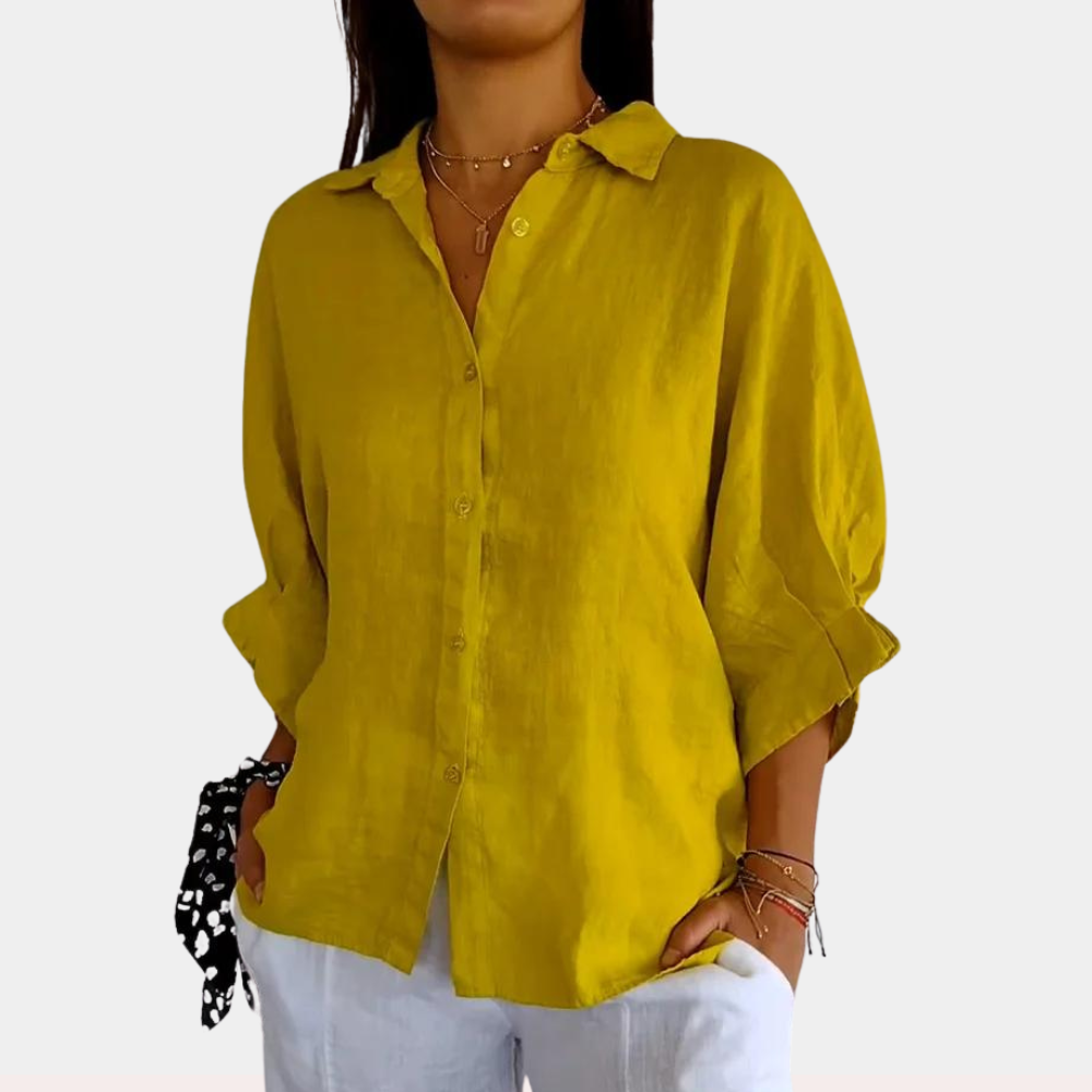 Séraphine™ Linnen Blouse with Collar and Laced Detail