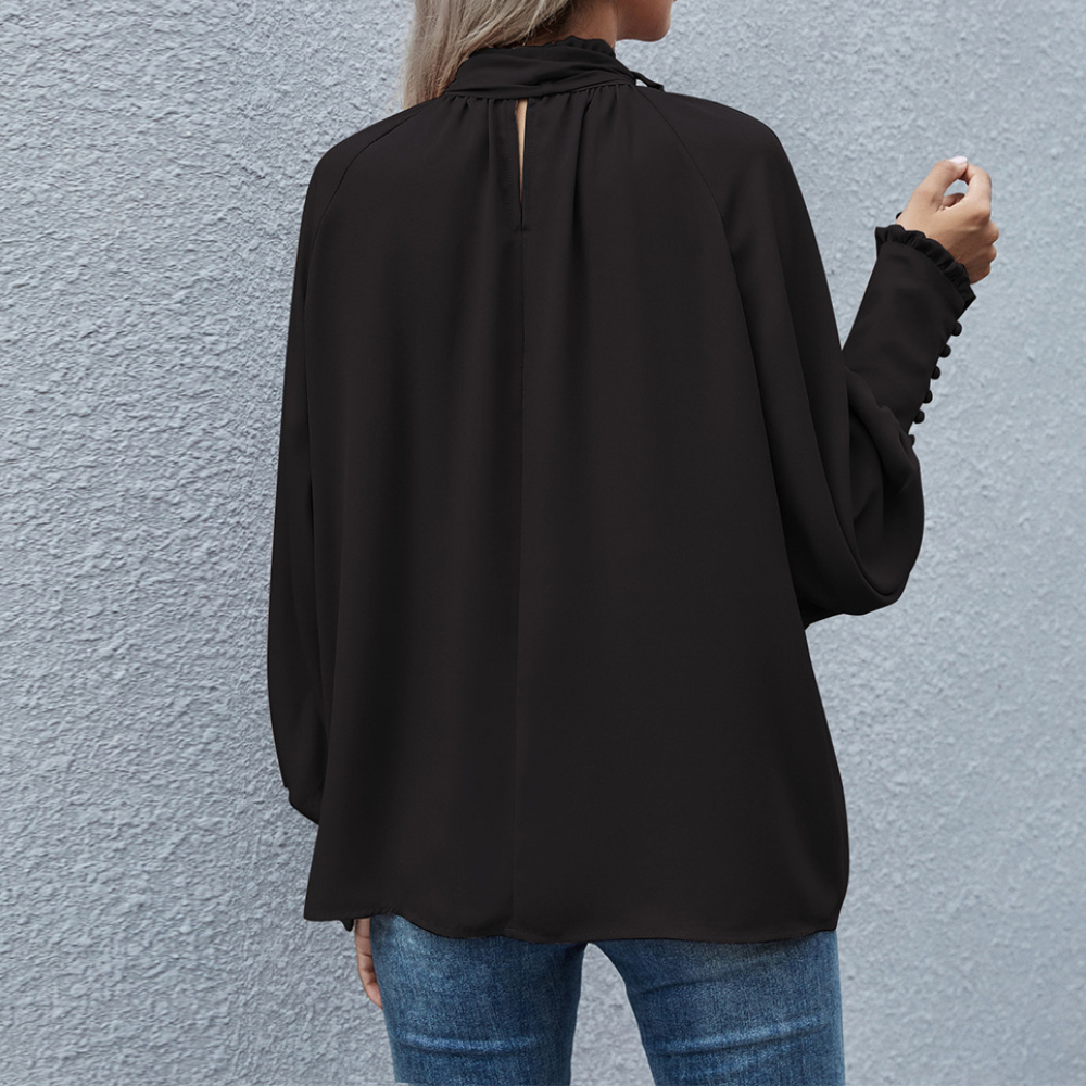 Séraphine™ | Blouse en Chiffon avec Nœud et Manches Bouffantes