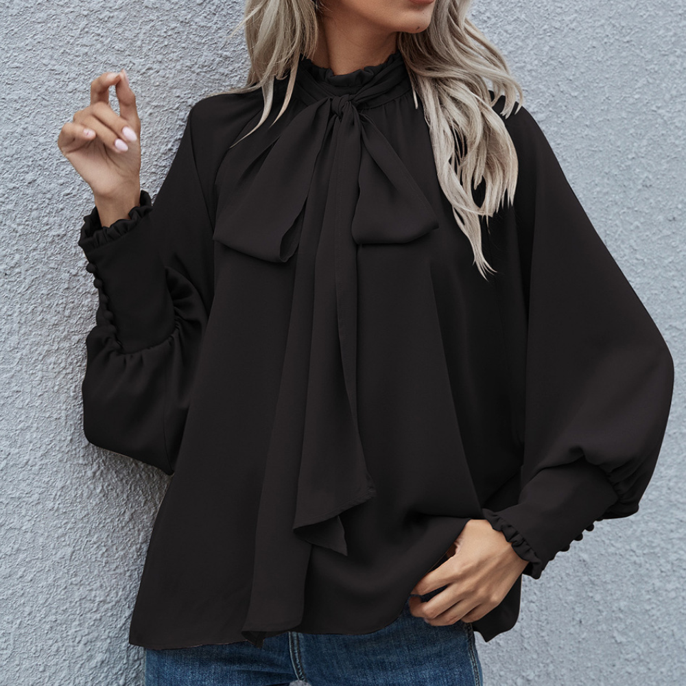 Séraphine™ | Blouse en Chiffon avec Nœud et Manches Bouffantes