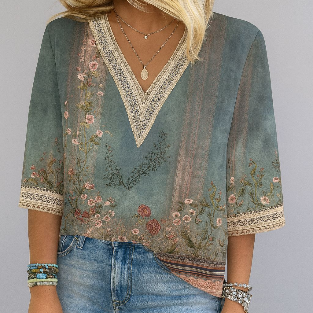 Séraphine™ | Blouse Imprimée à Col en V