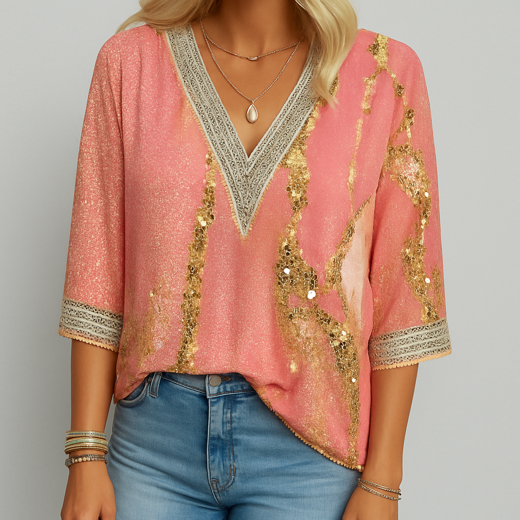 Séraphine™ | Blouse Imprimée à Col en V
