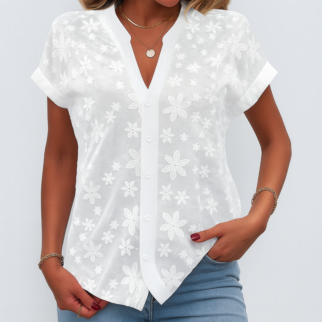 Séraphine™ | Blouse Femme à Manches Courtes Imprimée Floral