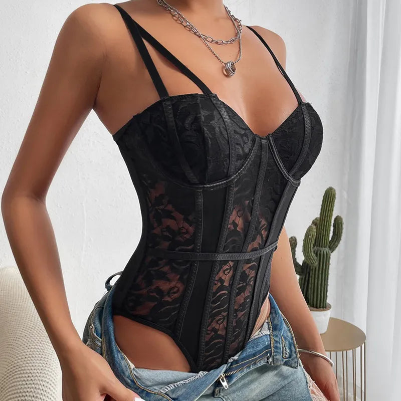Séraphine™ | Body-corset en dentelle brodée