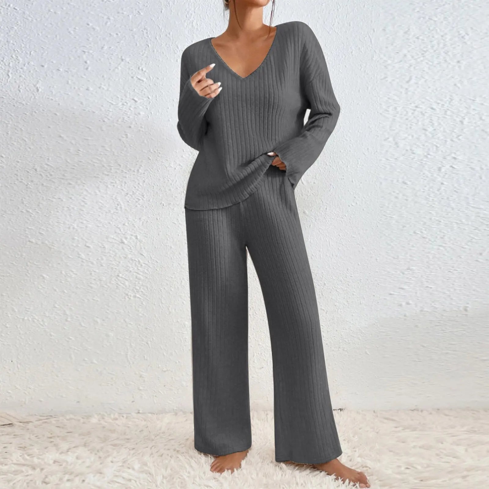 Séraphine™ | Ensemble Loungewear Femme en Tricot Côtelé
