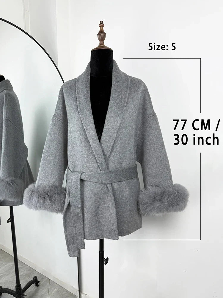 Séraphine™ | Élégant manteau en laine avec col en fourrure