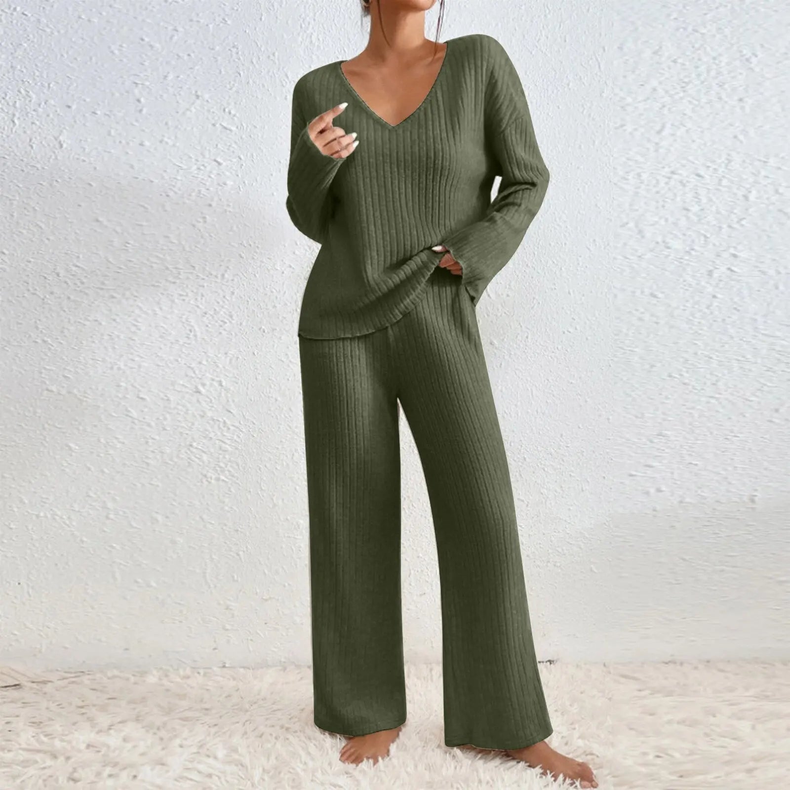 Séraphine™ | Ensemble Loungewear Femme en Tricot Côtelé
