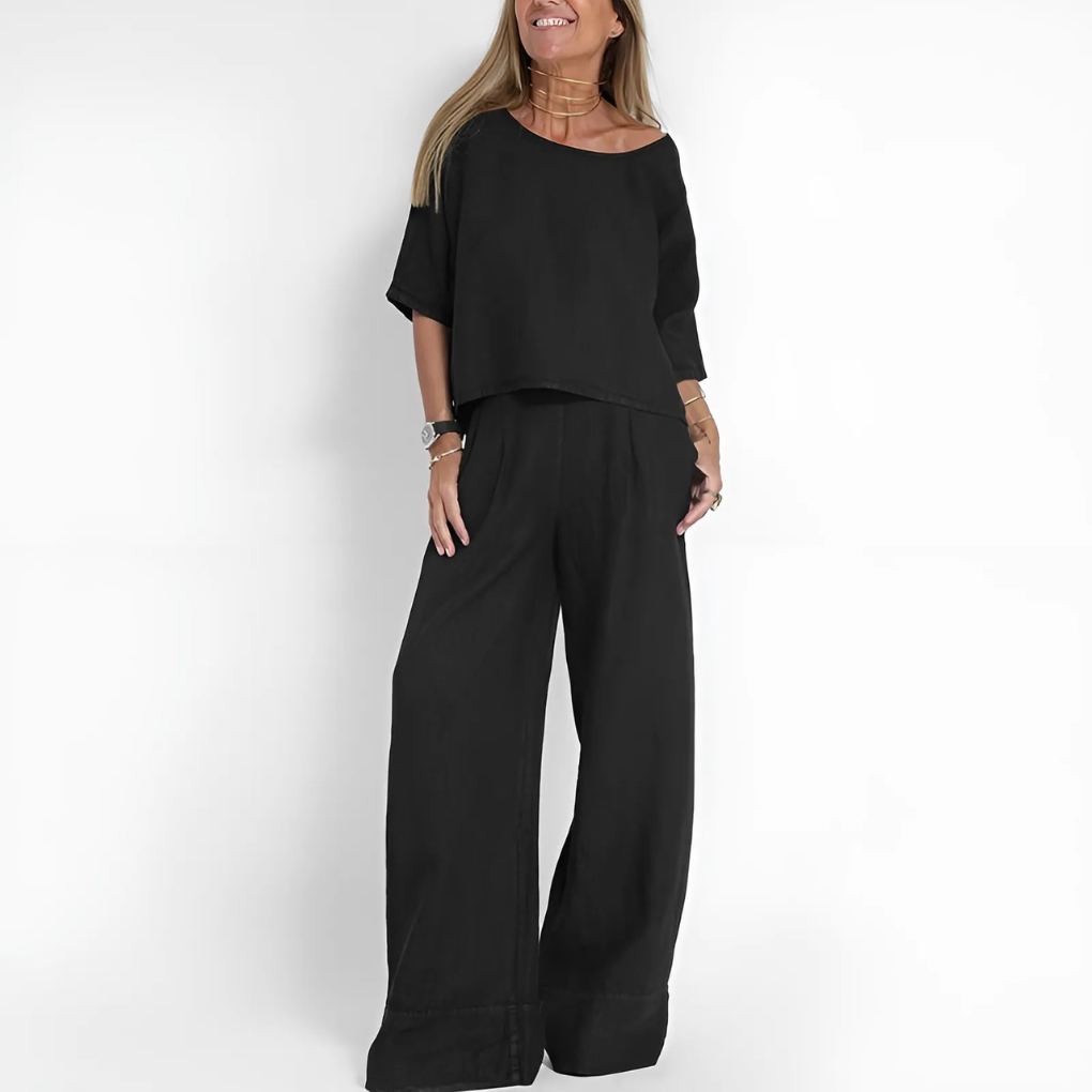 Séraphine™ | Ensemble Deux Pièces en Lin Mélangé à Coupe Décontractée pour Femmes