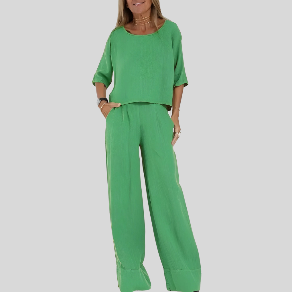 Séraphine™ | Ensemble Deux Pièces en Lin Mélangé à Coupe Décontractée pour Femmes