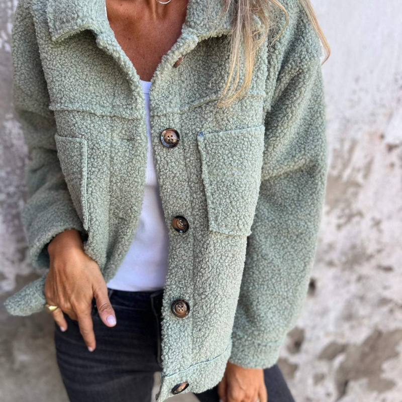 Séraphine™ | Aurore | Veste en sherpa à boutons