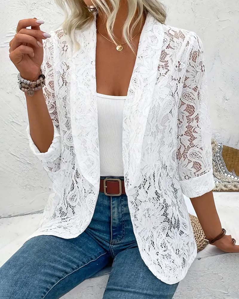 Séraphine™ | Blazer Chic avec Détails en Dentelle
