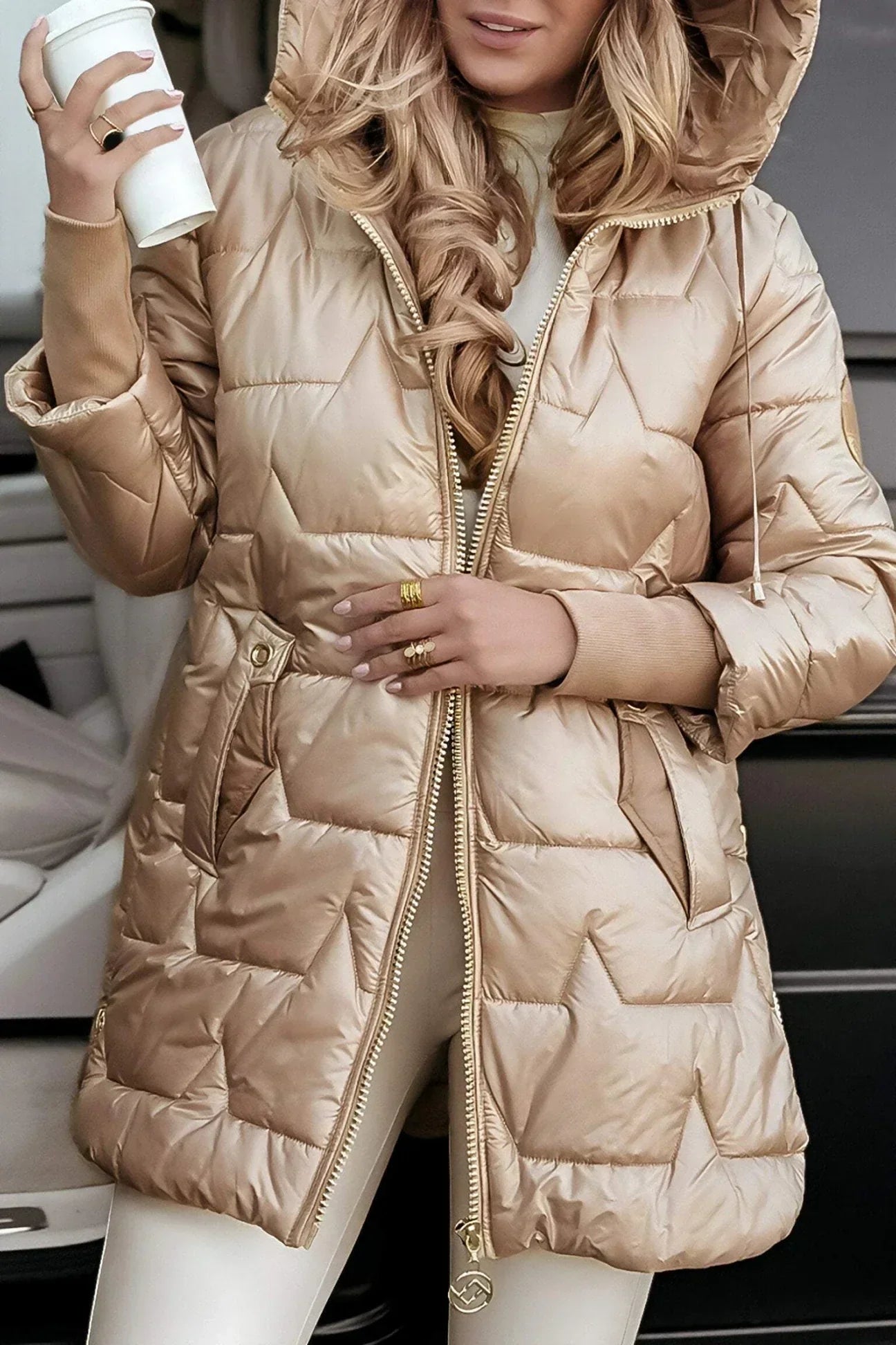 Séraphine™ | Zéphirine | Long Warm Quilted Jacket with Cozy Hood