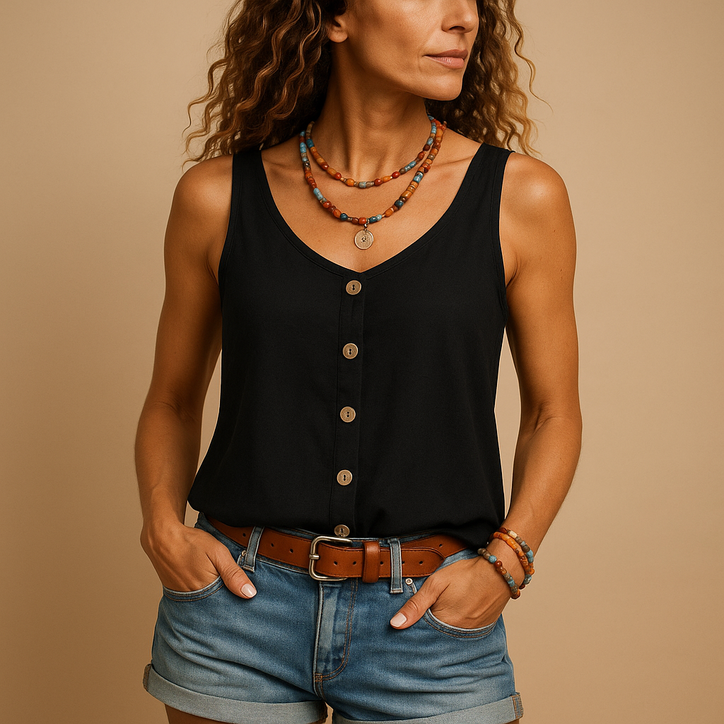 Séraphine™ | Chemise légère sans manches avec boutons