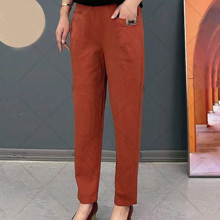 Séraphine™ Pantalon Relax Fit en Coton avec Taille Élastique