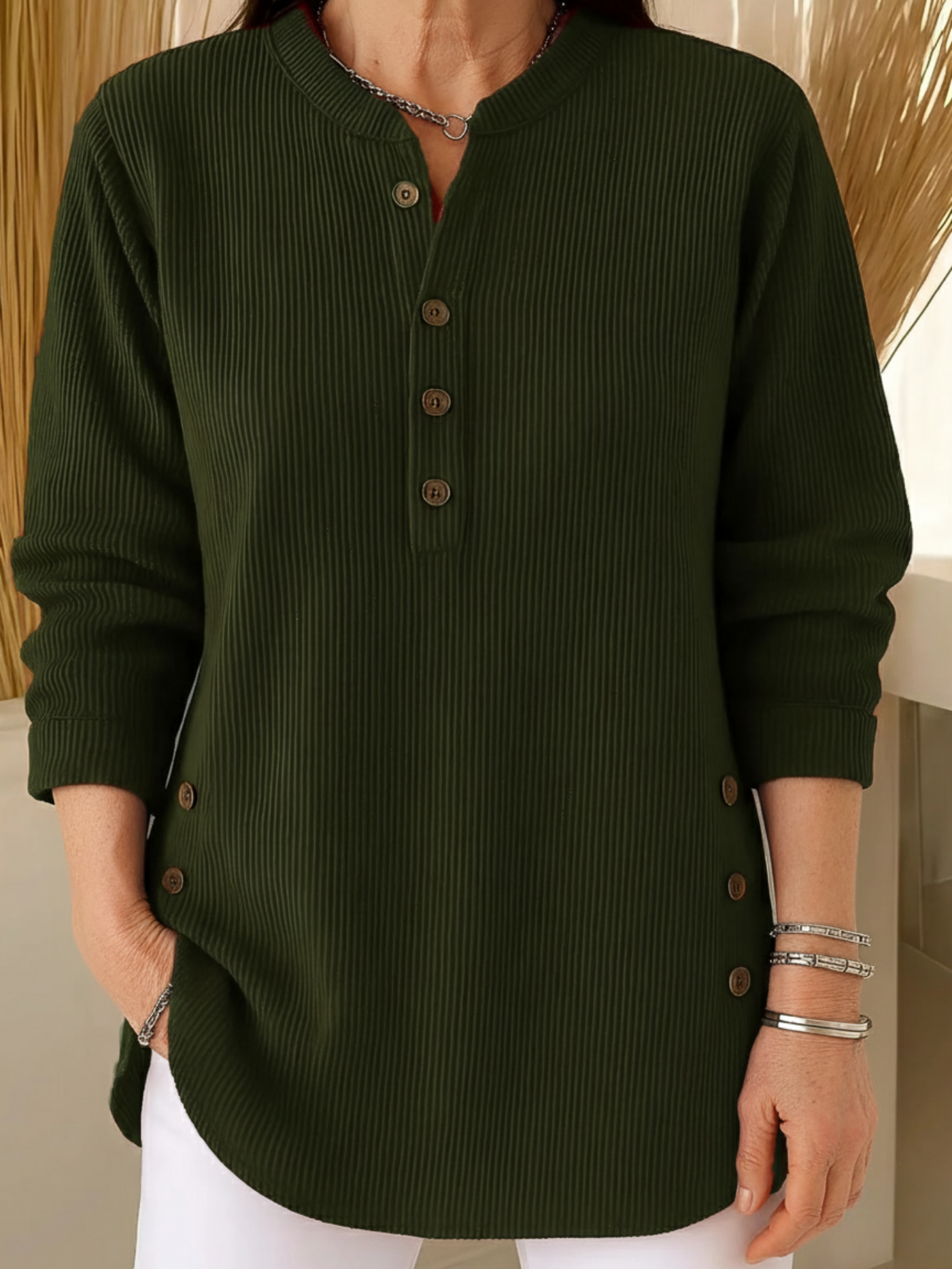 Séraphine™ | Colette | Pull Long Douillet à Boutons Raffinés