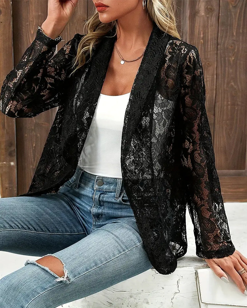 Séraphine™ | Blazer Chic avec Détails en Dentelle