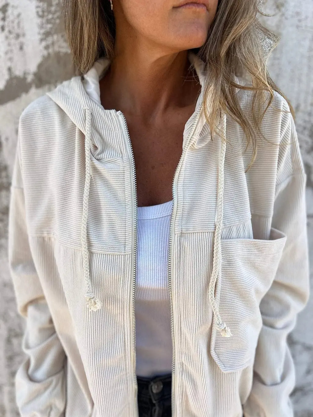 Séraphine™ | Veste Décontractée en Cordelette avec Capuche