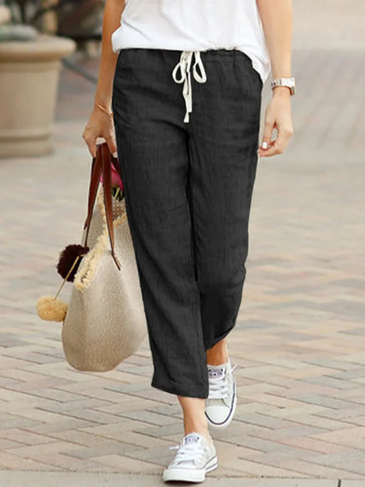 Séraphine™ | Elvan - Pantalon Dames à Jambes Droites et Taille Élastique