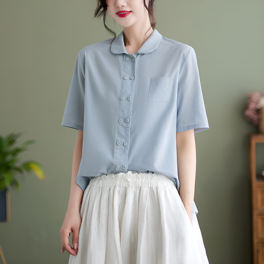 Séraphine™ | Blouse Détendue en Coton et Lin pour Femmes