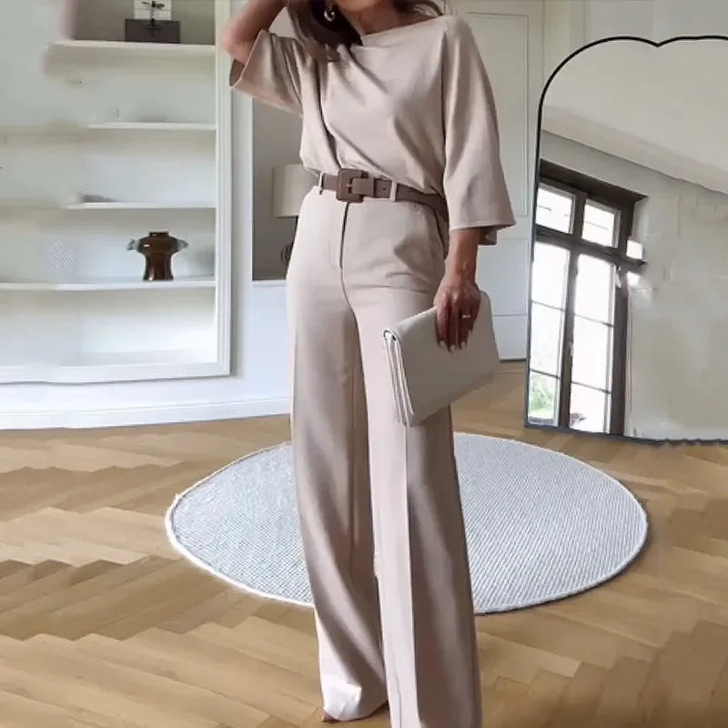 Séraphine™ | Ensemble de 2 pièces avec Top Batwing et Pantalon Large Taille Haute