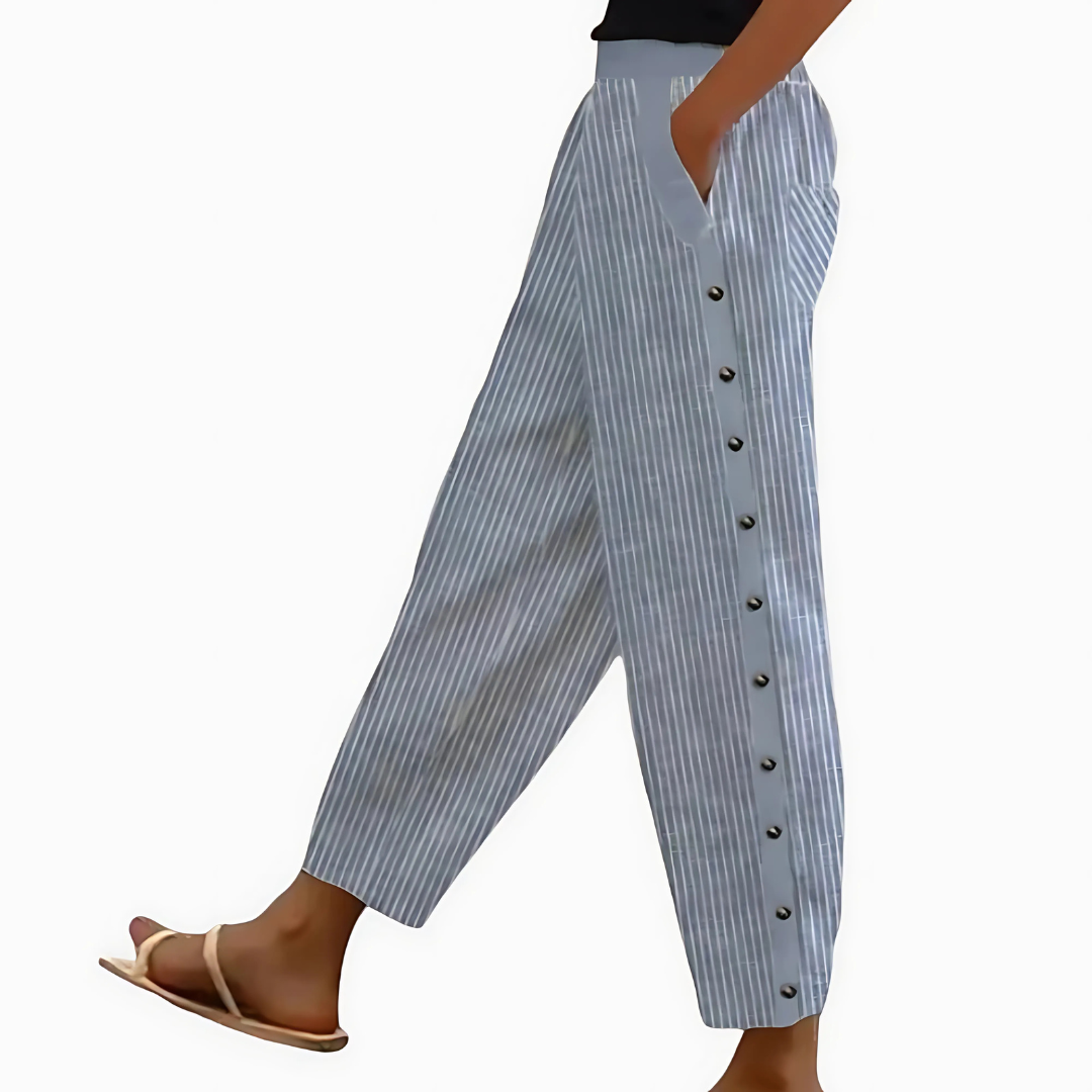 Séraphine™ | Pantalon Rayé en Lin pour Femmes