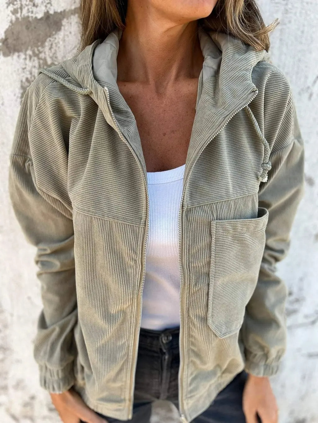 Séraphine™ | Veste Décontractée en Cordelette avec Capuche