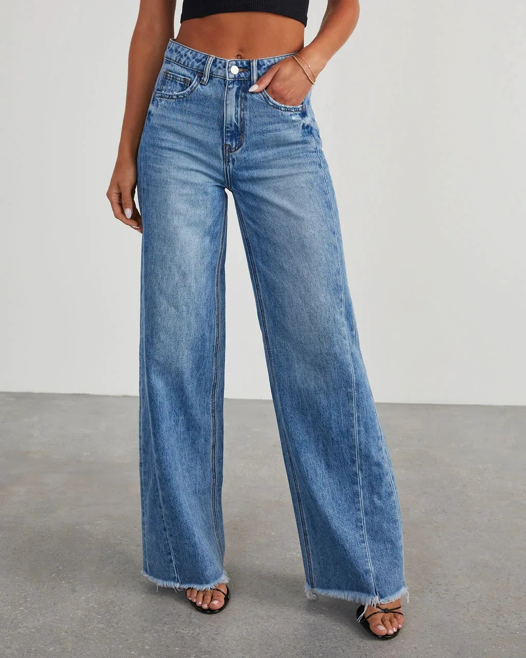 Séraphine™ | Jeans à coupe ample avec ourlet effiloché pour femmes