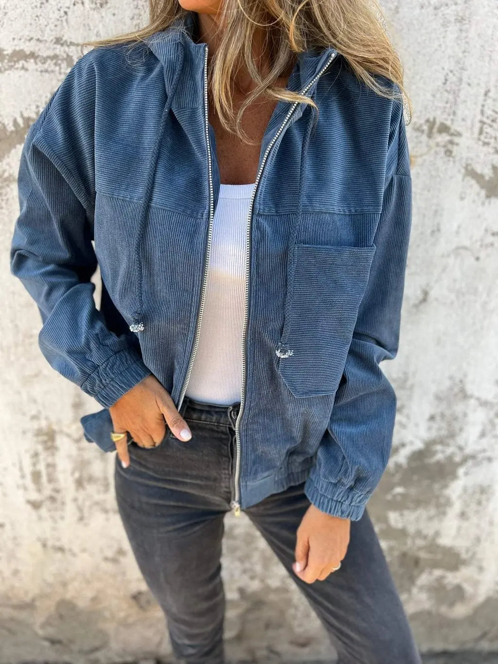 Séraphine™ | Veste Décontractée en Cordelette avec Capuche