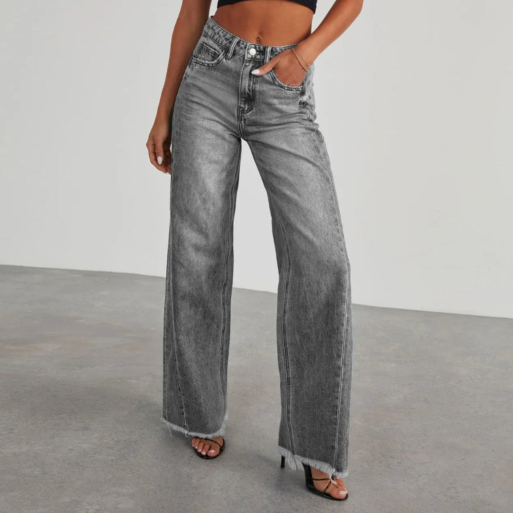 Séraphine™ | Jeans à coupe ample avec ourlet effiloché pour femmes