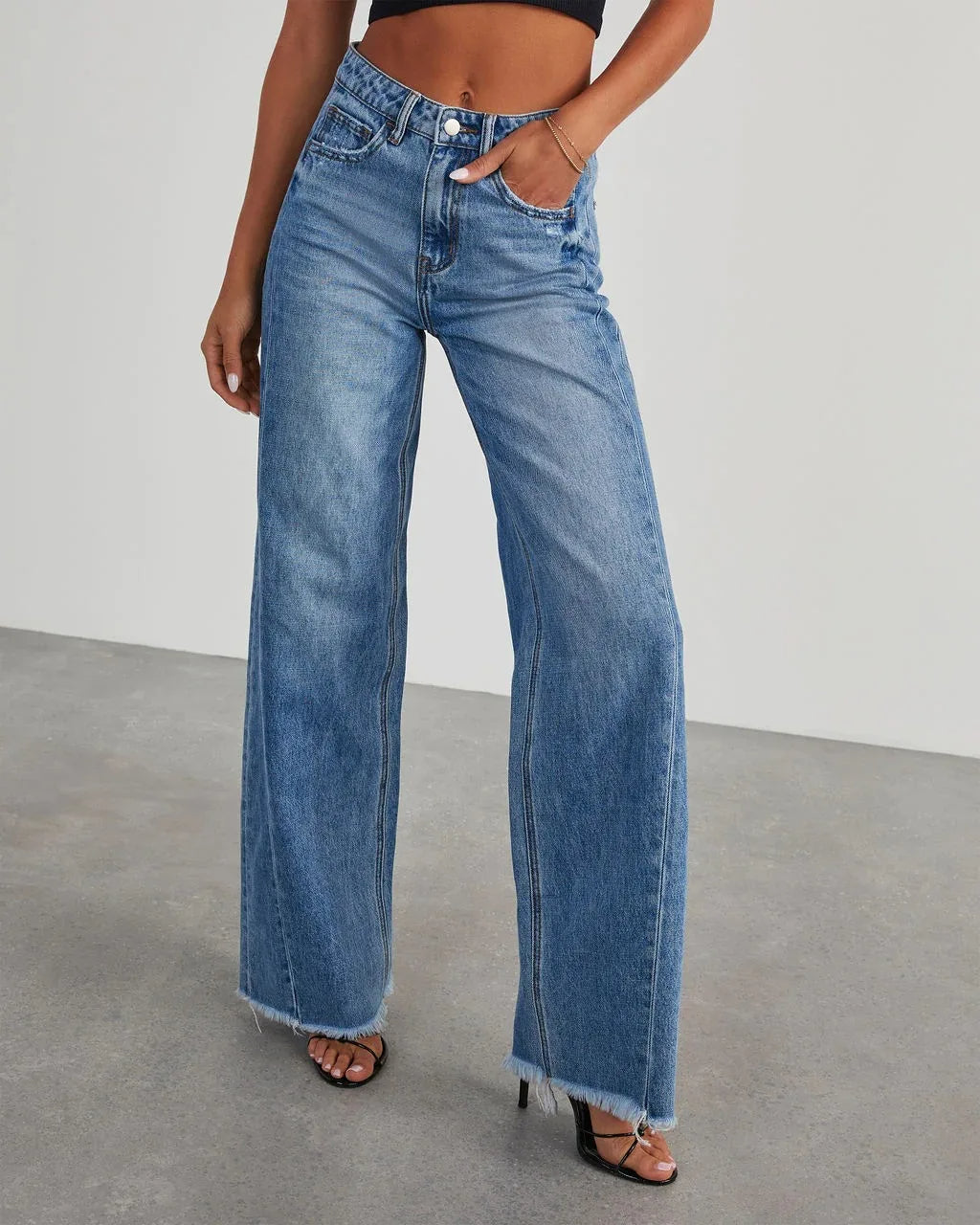 Séraphine™ | Jeans à coupe ample avec ourlet effiloché pour femmes