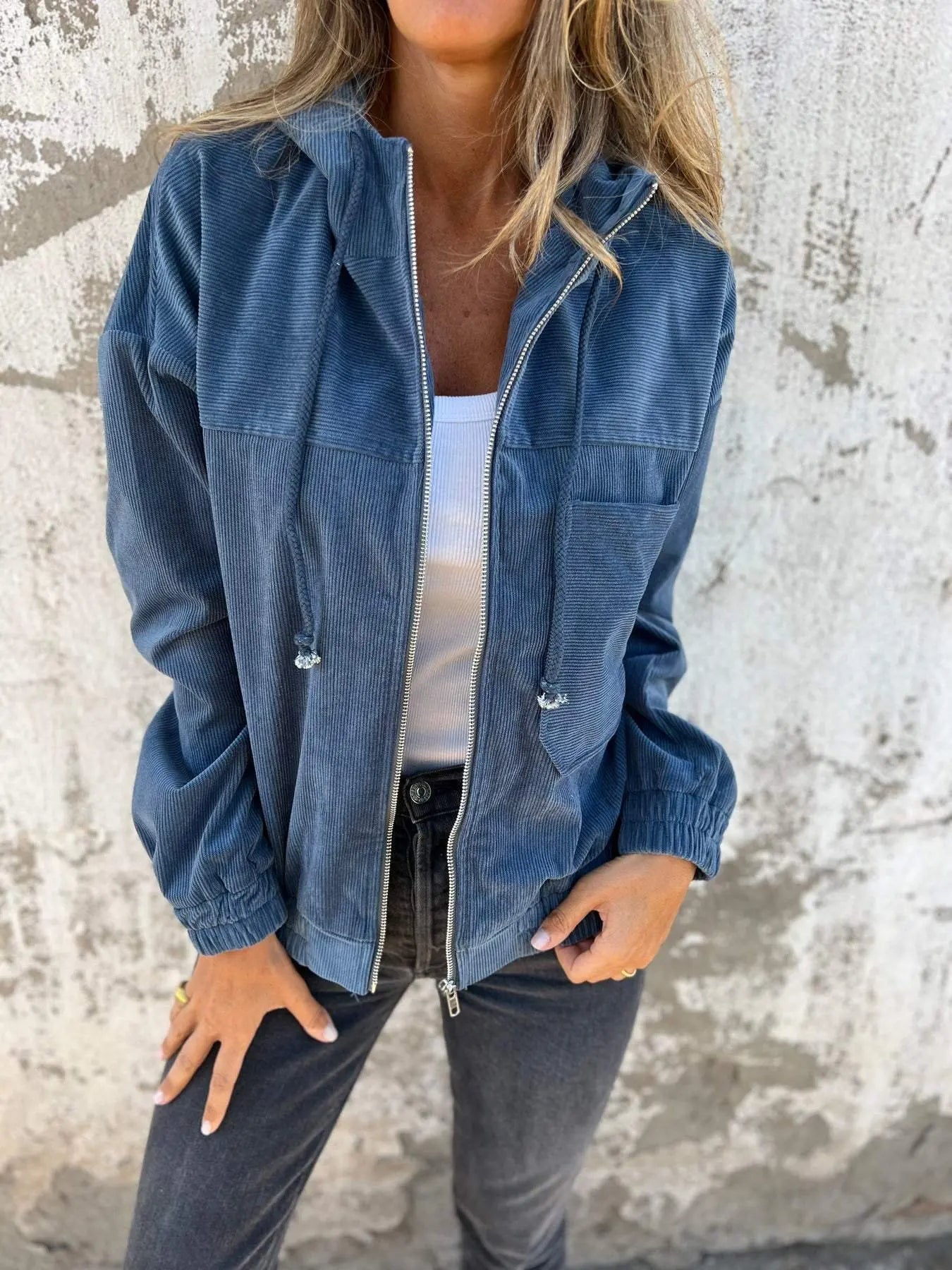 Séraphine™ | Veste Décontractée en Cordelette avec Capuche