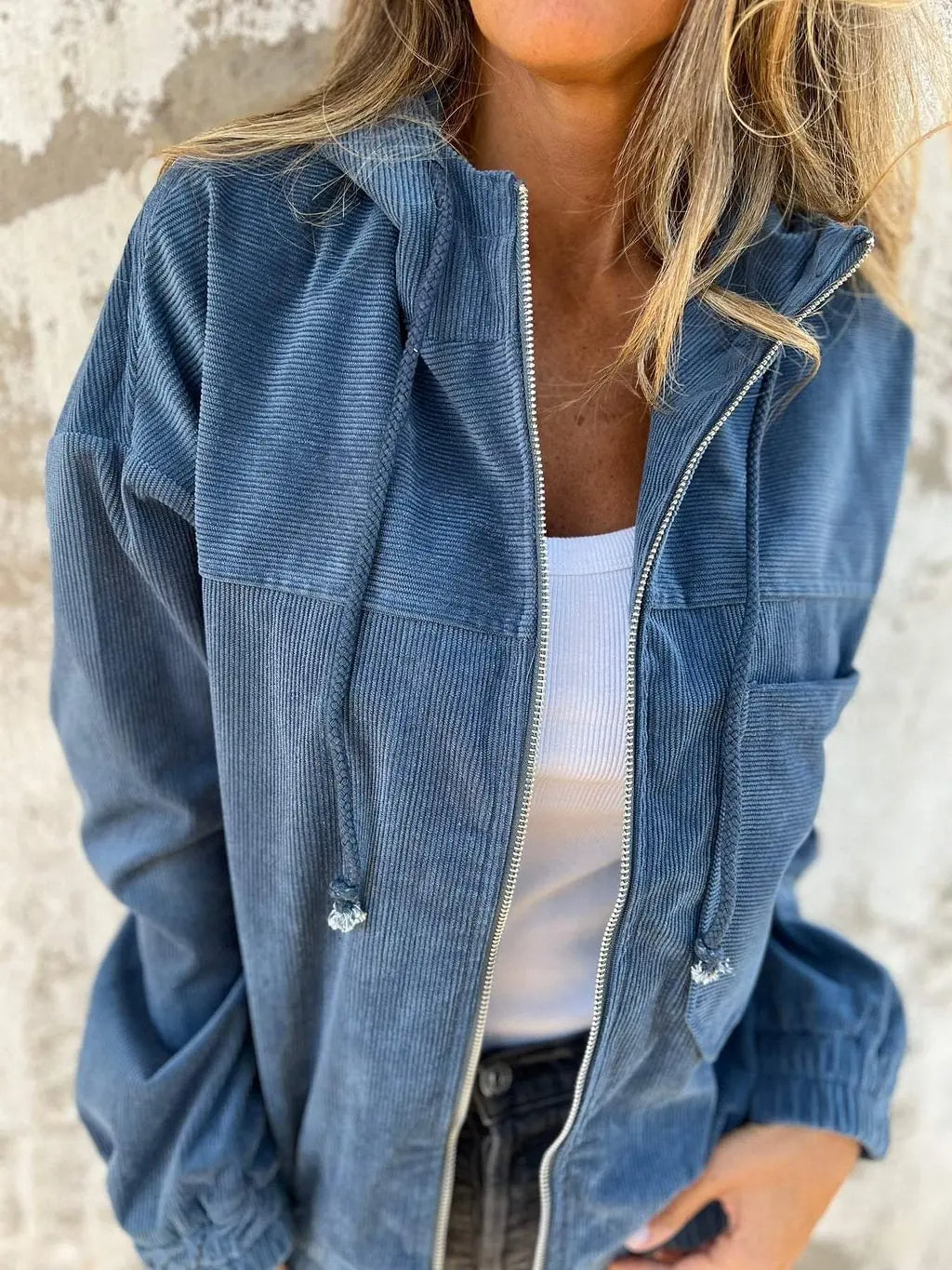 Séraphine™ | Veste Décontractée en Cordelette avec Capuche