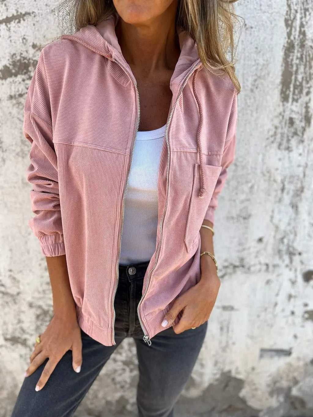 Séraphine™ | Veste Décontractée en Cordelette avec Capuche