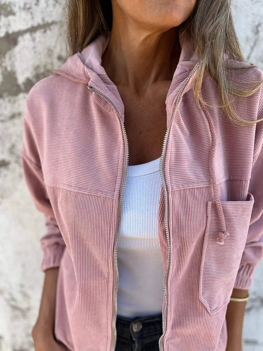 Séraphine™ | Veste Décontractée en Cordelette avec Capuche