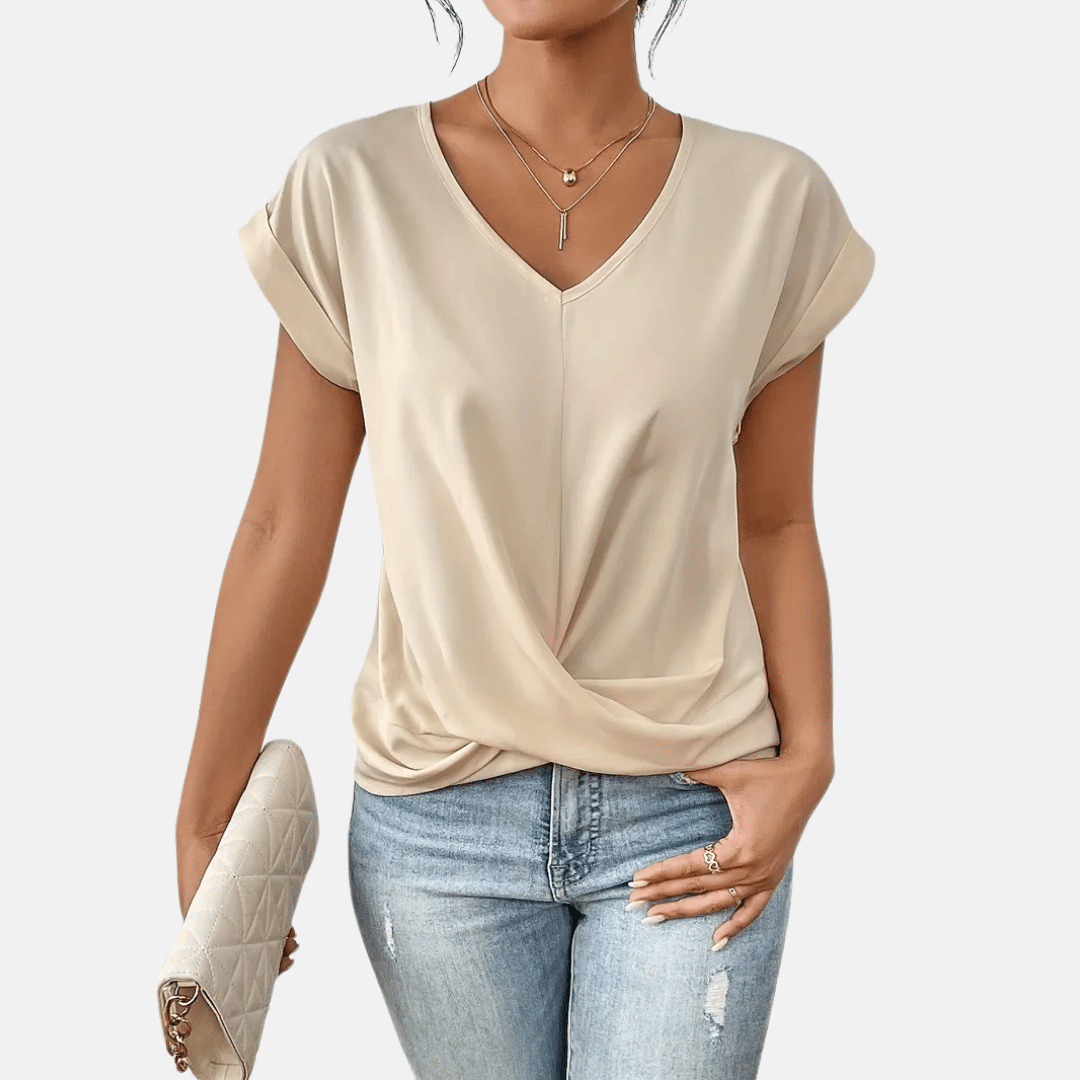Séraphine™ | Blouse Femme à Col en V avec Ourlet Drapé